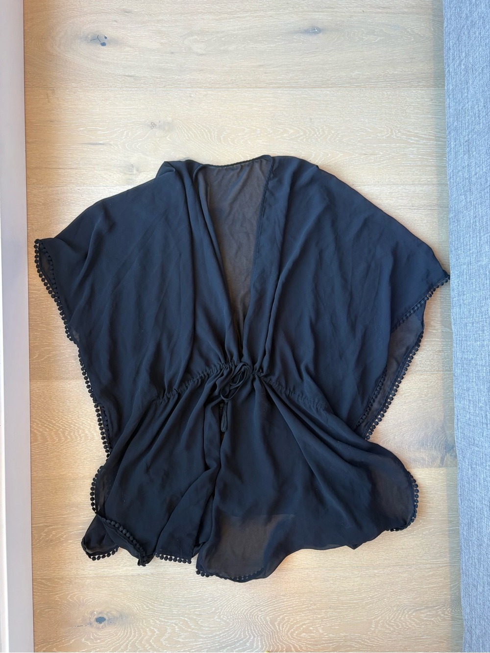 H&M Black Sheer Beach Cover-Up Kaftan